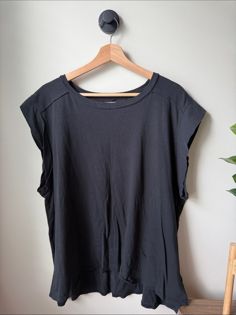 We The Free Black Cap-Sleeve Tank Top